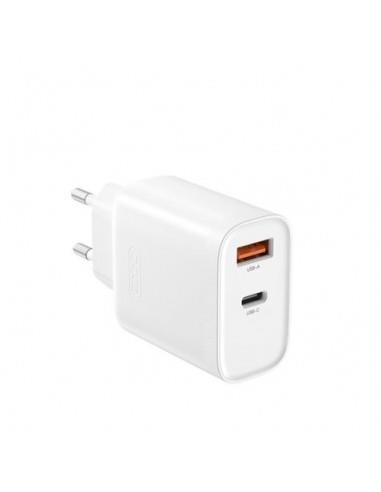 ADAPTADOR XO CARGADOR USB-C + USB A 30W L116 BLANCO